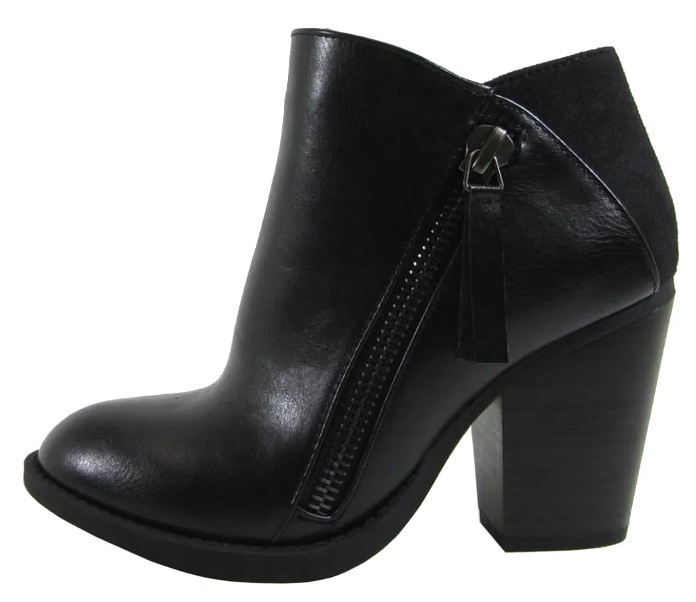 Soda Women's Closed Toe Side Zip Chunky Stacked Block Heel Ankle Bootie