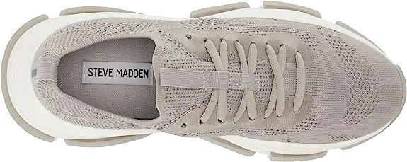 Steve Madden Pike Grey Lace Up Stretchy Mesh Upper Lace Up Low Top Sneakers