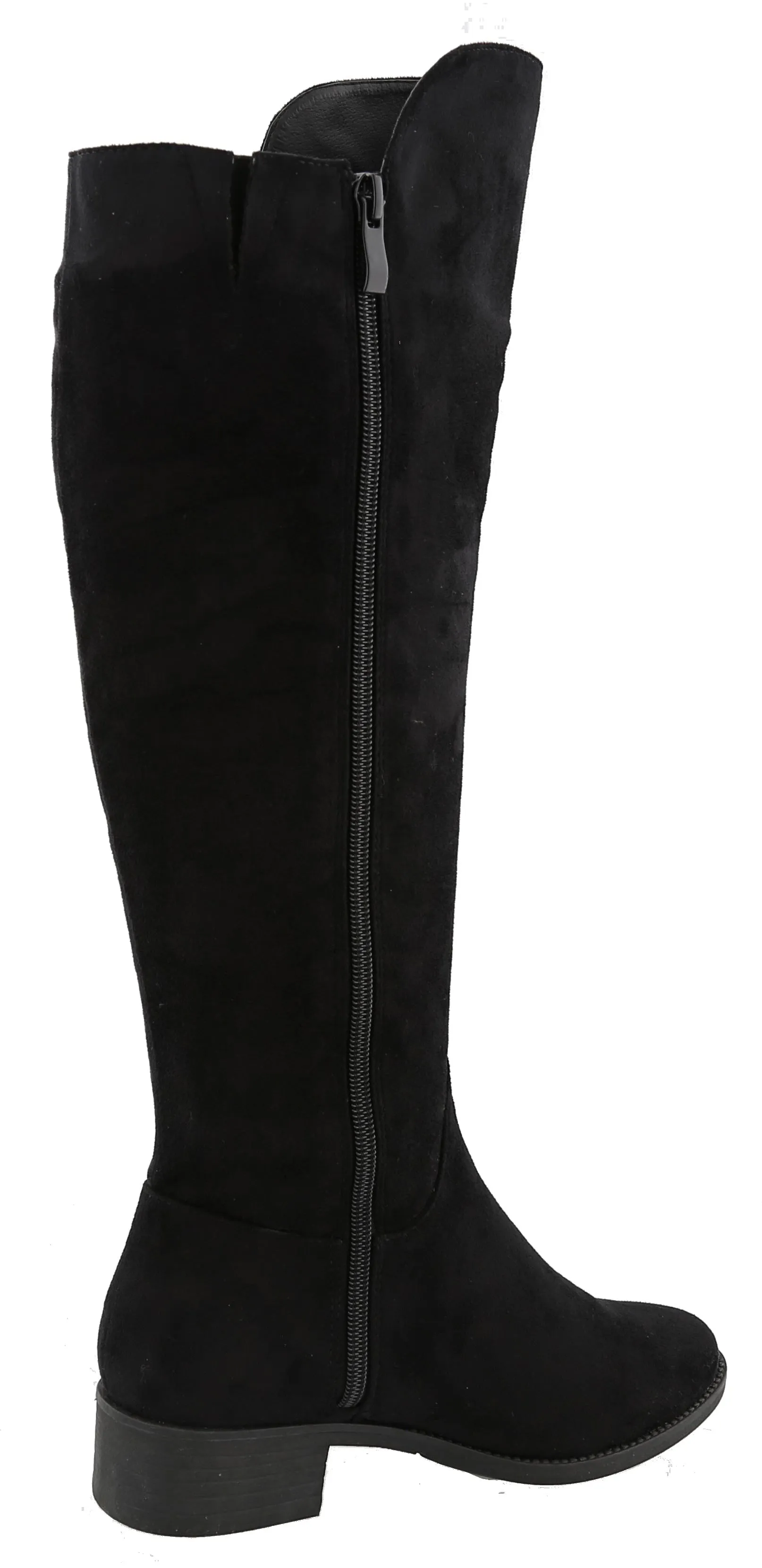 Top Moda Women's Buckle Zipper Over the Knee Riding Low Flat Heel Boot