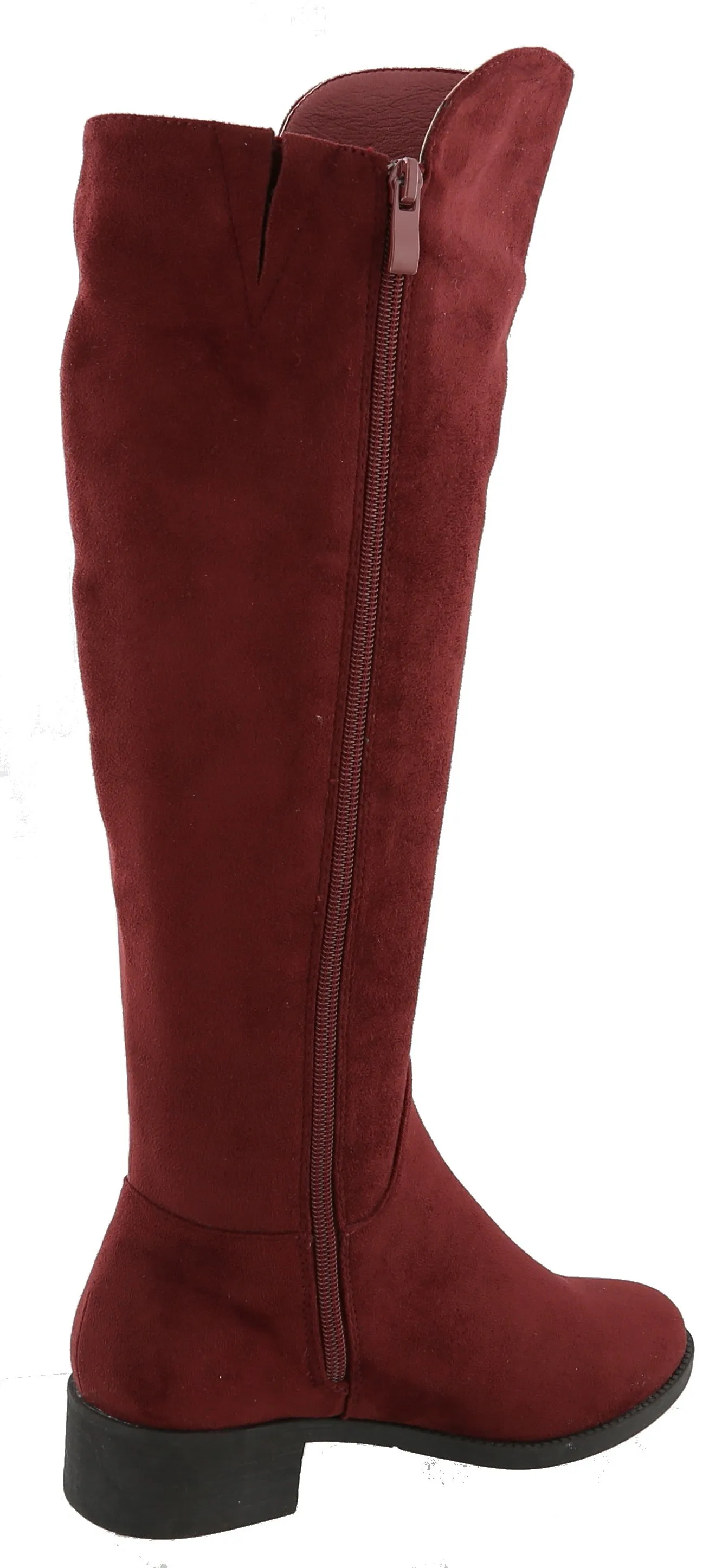 Top Moda Women's Buckle Zipper Over the Knee Riding Low Flat Heel Boot