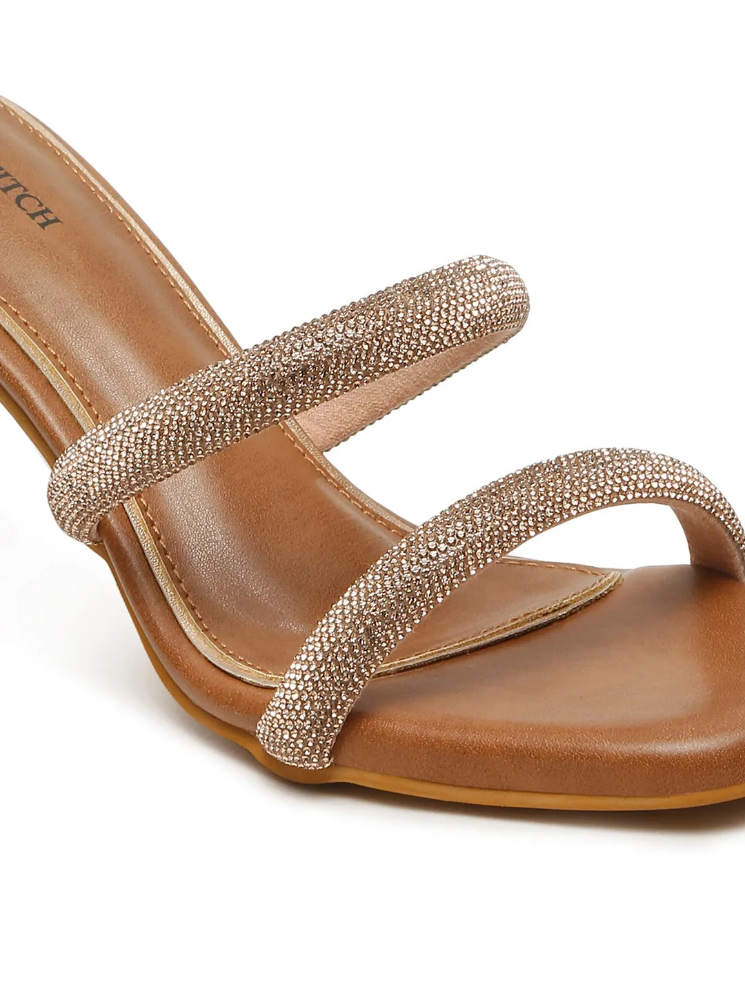 Women's Tan Open Toe Glitter Double Strap Lightweight Sandals