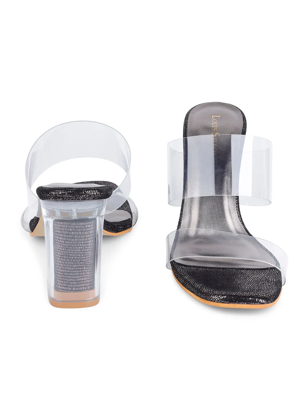 Women's Transparent Double Straps Black Lightweight Sandals