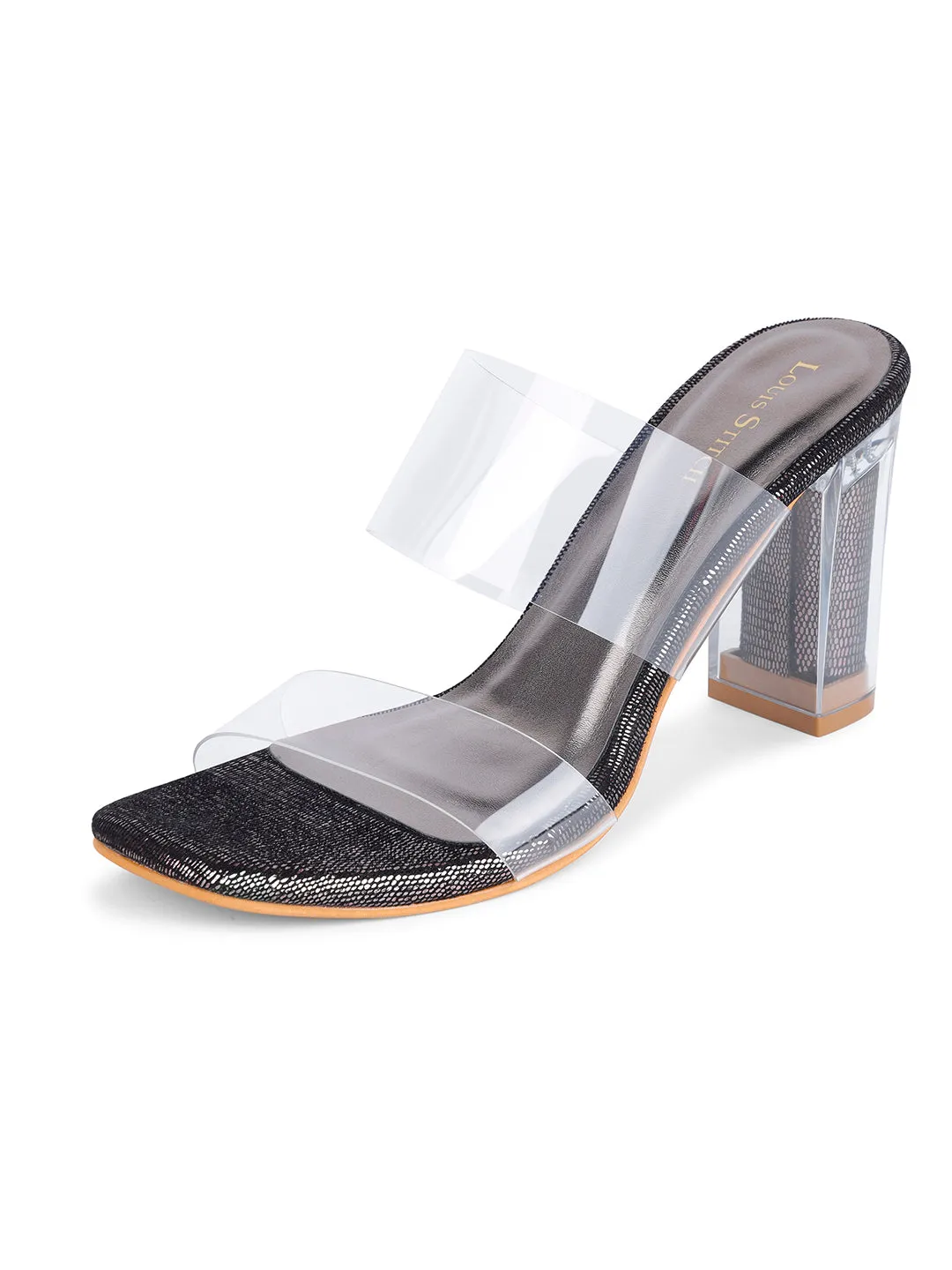 Women's Transparent Double Straps Black Lightweight Sandals
